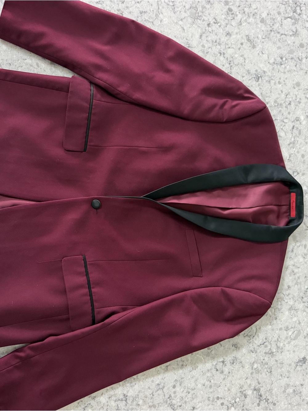 Wine Burgundy Satin-Trim Full Suit